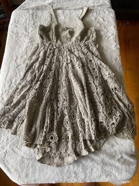 Free People Crochet Lace Tank Dress in Taupe size 8